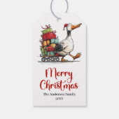 Christmas Funny Goose Whimsical Minimal Gift Tag ギフトタグ (裏面)