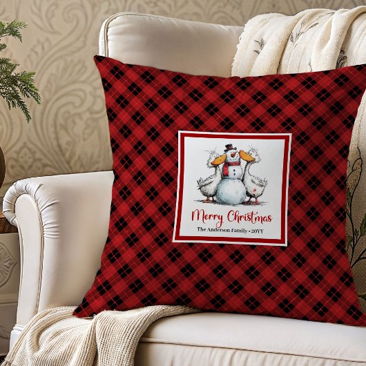 Christmas Funny Goose Whimsical Pillow Decor クッション