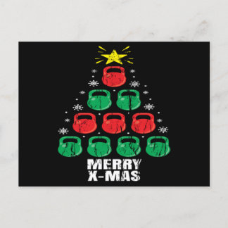 Christmas Funny Kettlebells Tree Holiday Workout ポストカード