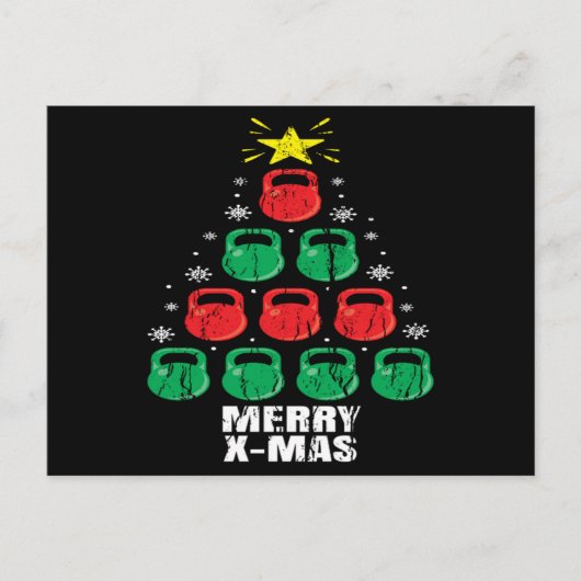 Christmas Funny Kettlebells Tree Holiday Workout ポストカード (正面)
