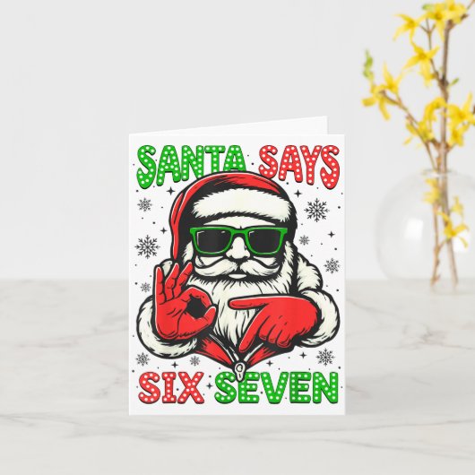 Christmas Funny Santa Says Six Seven 67 Meme Xmas  カード (黄色い花)