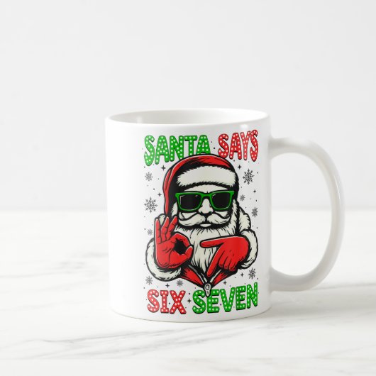 Christmas Funny Santa Says Six Seven 67 Meme Xmas コーヒーマグカップ (右)