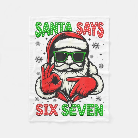 Christmas Funny Santa Says Six Seven 67 Meme Xmas  フリースブランケット (正面)
