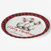 Christmas Funny Silly Geese Cartoon Party Plates ペーパープレート (アングル)