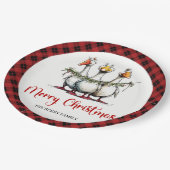 Christmas Funny Silly Geese Minimal Party Plates ペーパープレート (アングル)