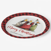 Christmas Funny Silly Geese Whimsy Party Plates ペーパープレート (アングル)