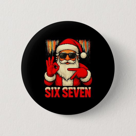 Christmas Funny Six Seven 6 7 Meme Santa Men Boys  缶バッジ (正面)