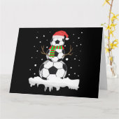 Christmas Funny Soccer Ball Snowman Xmas Sport カード (黄色い花)