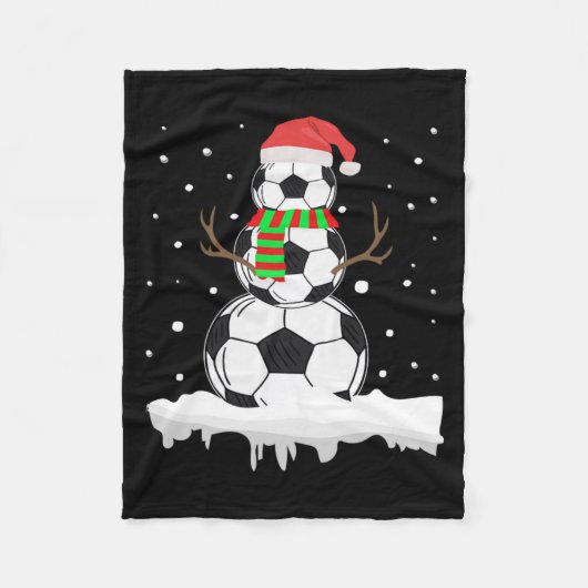 Christmas Funny Soccer Ball Snowman Xmas Sport フリースブランケット (正面)