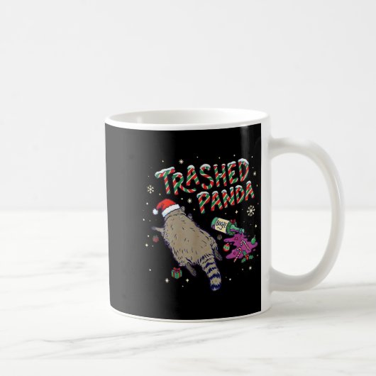 Christmas Funny Trashed Panda Racoon Gets Drunk Xm コーヒーマグカップ (右)