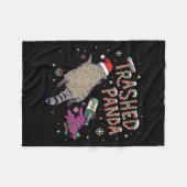 Christmas Funny Trashed Panda Racoon Gets Drunk Xm フリースブランケット (正面(横))