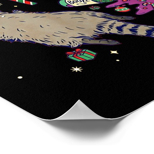 Christmas Funny Trashed Panda Racoon Gets Drunk Xm ポスター (角)