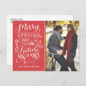 Christmas Future Mr. and Mrs. Photo Save The Date シーズンポストカード (正面/裏面)