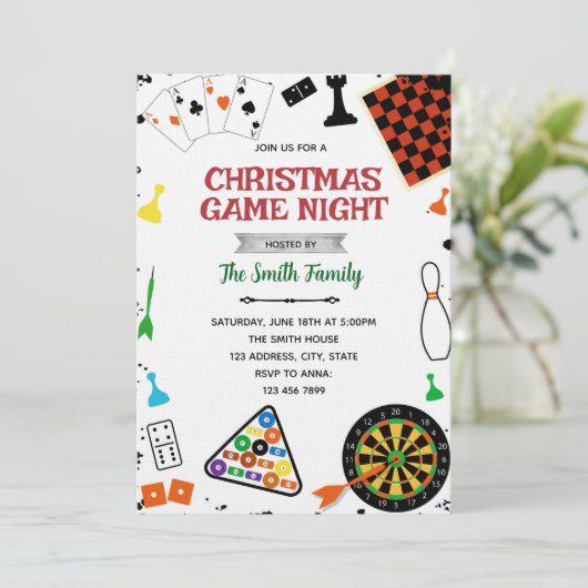Christmas Game night party invitation 招待状 (スタンド正面)