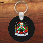 Christmas Gamer Boys Video Game Xmas Funny Santa G キーホルダー (正面)