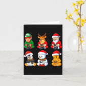 Christmas Gamer Boys Video Games Santa Elf Reindee カード (黄色い花)
