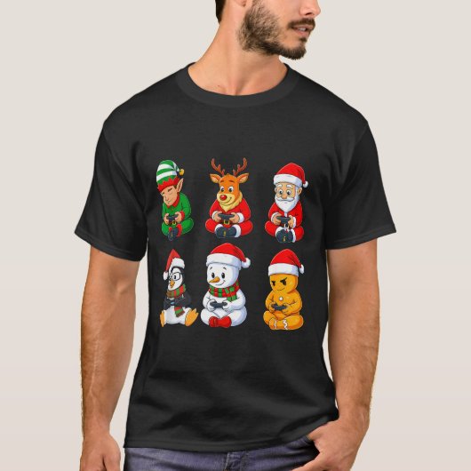 Christmas Gamer Boys Video Games Santa Elf Reindee Tシャツ (正面)