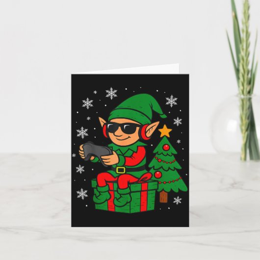 Christmas Gamer Retro Elf Funny Xmas Gaming Boys K カード (正面)
