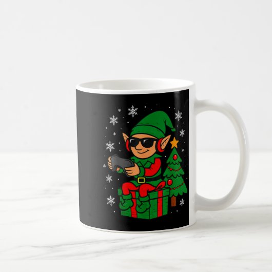 Christmas Gamer Retro Elf Funny Xmas Gaming Boys K コーヒーマグカップ (右)