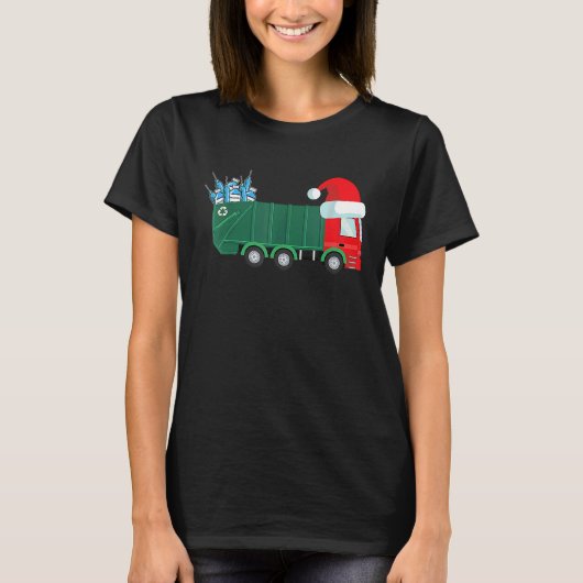 Christmas Garbage Truck Vaccinated For Boys Kids T Tシャツ (正面)