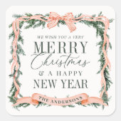 Christmas Garland Frame Holiday スクエアシール (正面)