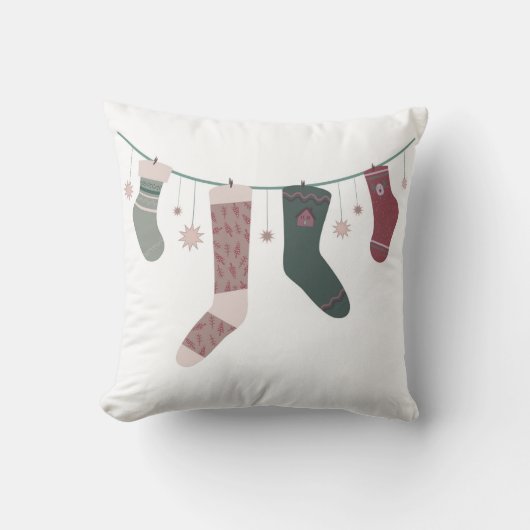 Christmas garland of jolly socks クッション (正面)