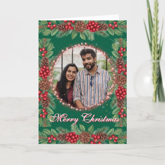 Christmas Garland Photo シーズンカード (正面)