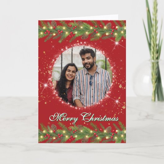 Christmas Garland Photo シーズンカード (正面)
