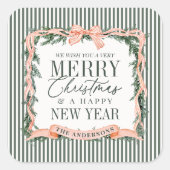 Christmas Garland Ribbon Frame スクエアシール (正面)