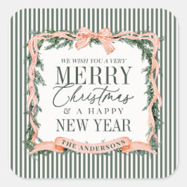 Christmas Garland Ribbon Frame スクエアシール