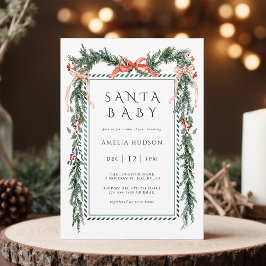 Christmas Garland Santa Baby Shower                招待状