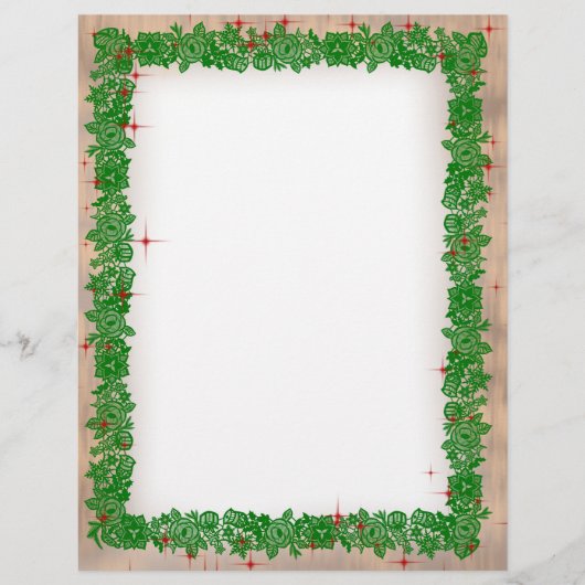Christmas Garland with Faux Wood Stationery レターヘッド (正面)
