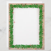 Christmas Garland with Faux Wood Stationery レターヘッド (正面/裏面)
