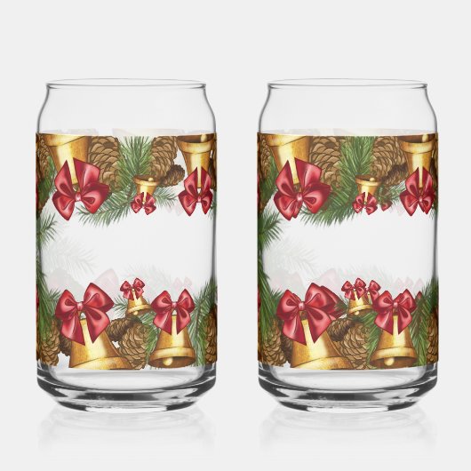 Christmas Garland with Gold Bells & Red Bows ガラス缶 (正面)