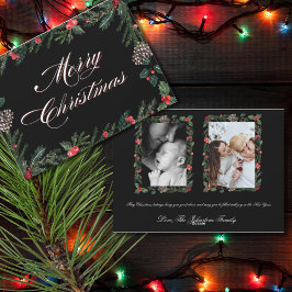 Christmas Garland with Holly 2 Photo Christmas  シーズンカード