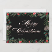 Christmas Garland with Holly 2 Photo Christmas  シーズンカード (正面)