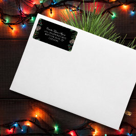 Christmas Garland with Holly Christmas Address ラベル