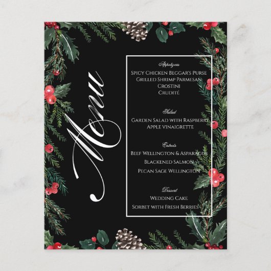 Christmas Garland with Holly Christmas Menu チラシ (正面)