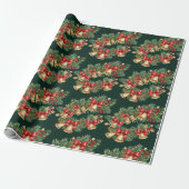 Christmas Garland Wrapping Paper with Bells & Bows ラッピングペーパー (アンロールド)