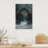 Christmas Gate Gothic Winter Wall Art, Victorian C ポスター (キッチン)