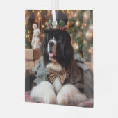 Christmas Gentleman Landseer Newf Ornament ガラスオーナメント (正面左)