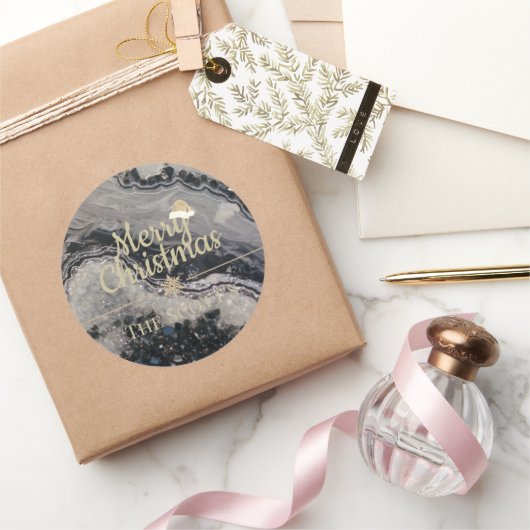 Christmas geode sticker ラウンドシール (ギフト)