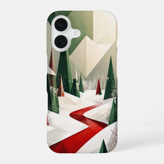 Christmas Geometric Winter Trees Phone Case iPhone 16ケース (裏面)