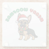 Christmas German Shepherd Coaster: Merry Woofmas ガラスコースター (裏面)