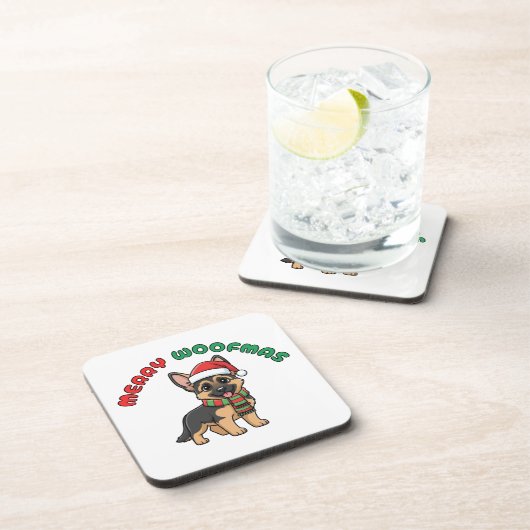 Christmas German Shepherd Coaster: Merry Woofmas コースター (右側)