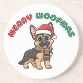 Christmas German Shepherd Coaster: Merry Woofmas コースター (正面)