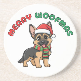 Christmas German Shepherd Coaster: Merry Woofmas コースター