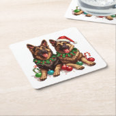 Christmas German Shepherd Dogs スクエアペーパーコースター (アングル)