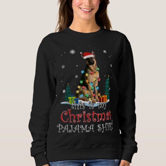 Christmas German Shepherd Pajama Lights Funny Gift スウェットシャツ (正面)