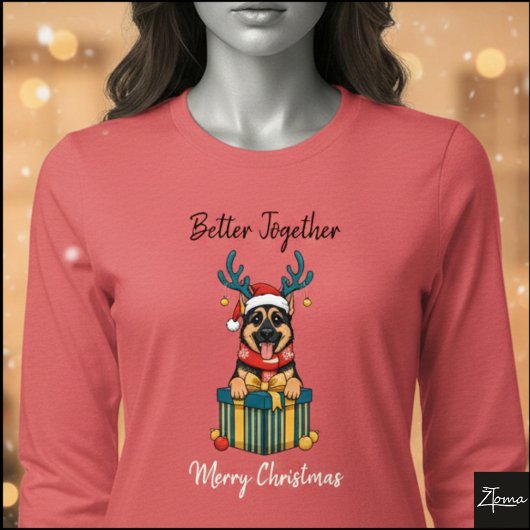 Christmas German Shepherd Reindeer Gift Graphic トライブレンドＴシャツ